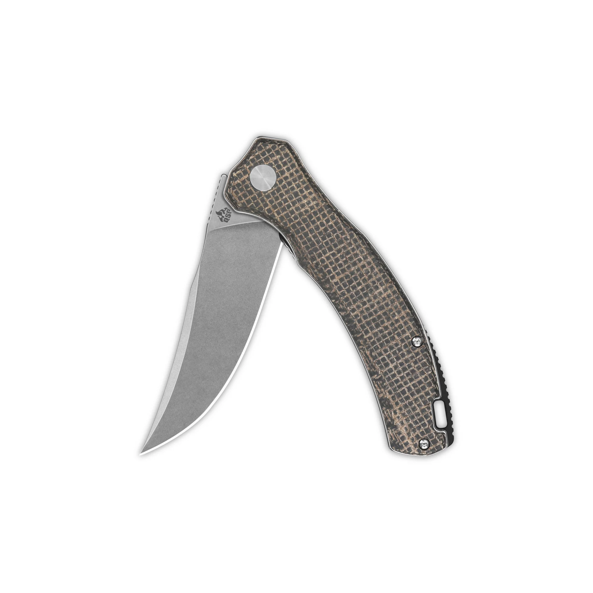 QSP Walrus Liner Lock Pocket Knife D2 Blade Dark Brown Rough Micarta Handle - Image 4