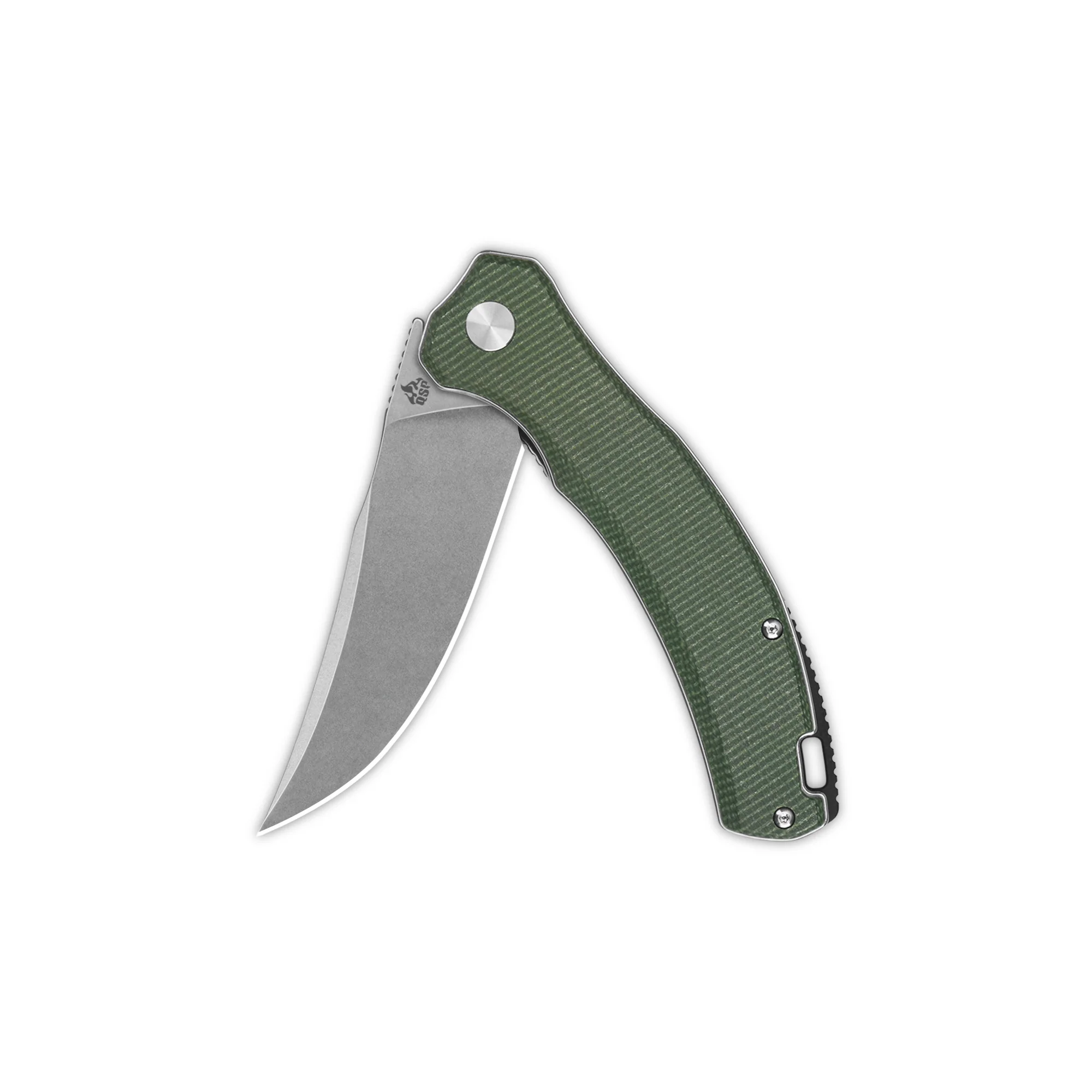 QSP Walrus Liner Lock Pocket Knife D2 Blade Green Micarta Handle - Image 4