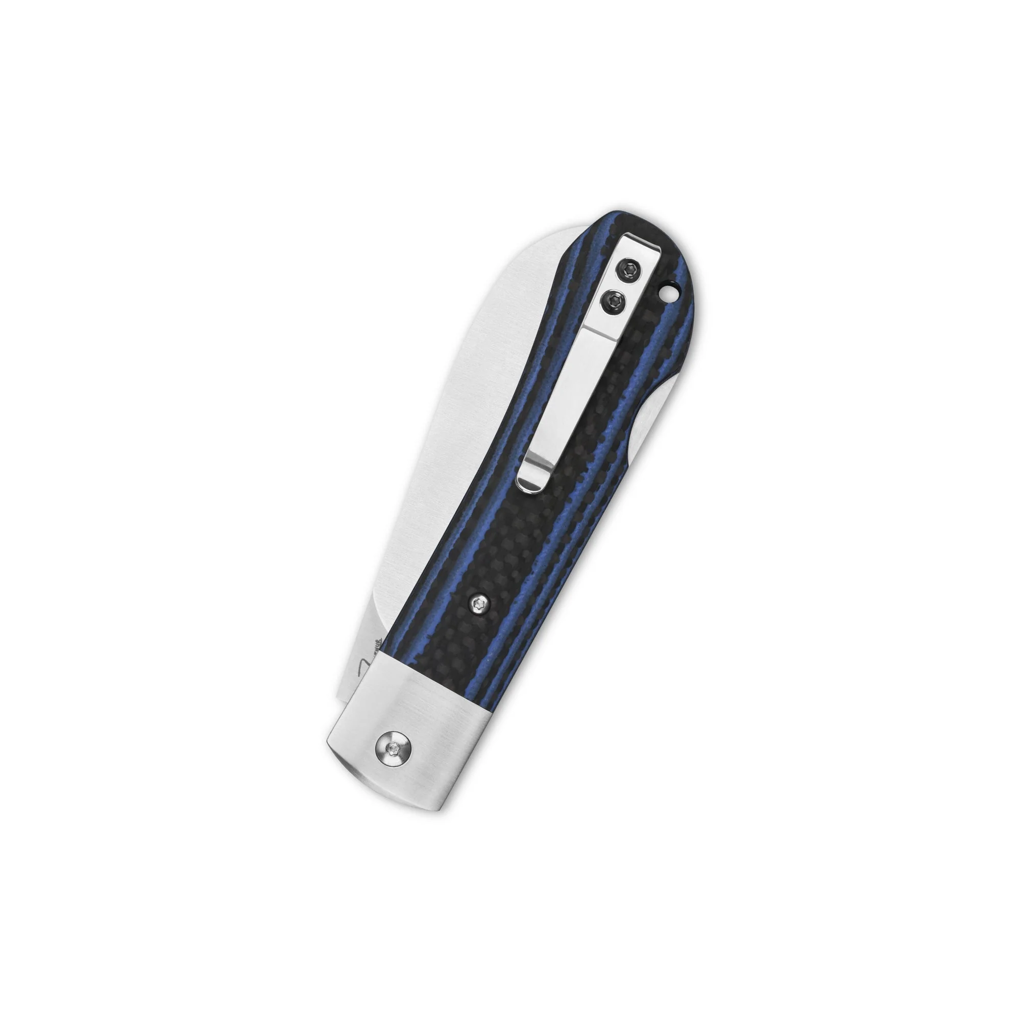 QSP Worker Lock Back Pocket Knife Böhler N690 Blade CF and Blue G10 Handle - Image 3